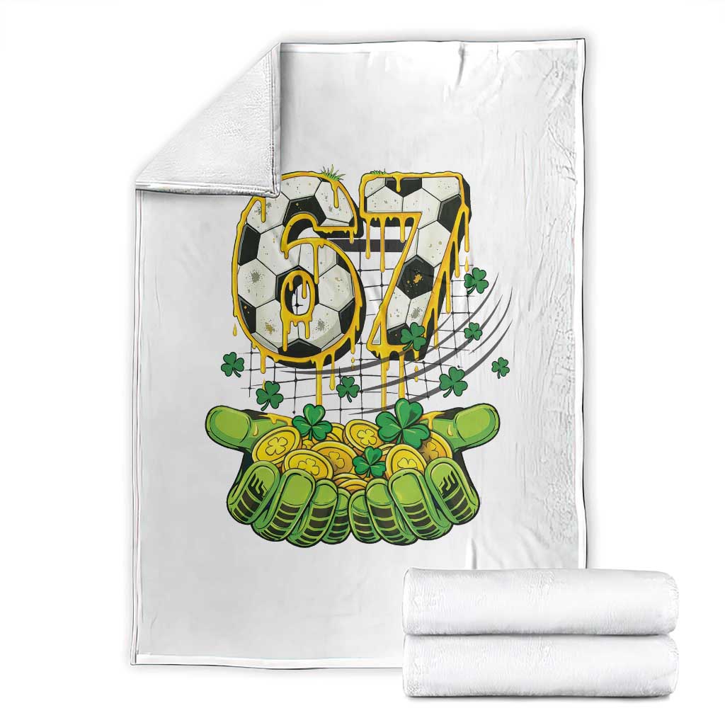 67 Soccer St Patricks Day Throw Blanket Funny Six Seven Gen Alpha Meme Drip TS14 White Print Your Wear