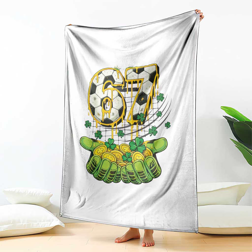 67 Soccer St Patricks Day Throw Blanket Funny Six Seven Gen Alpha Meme Drip TS14 Print Your Wear