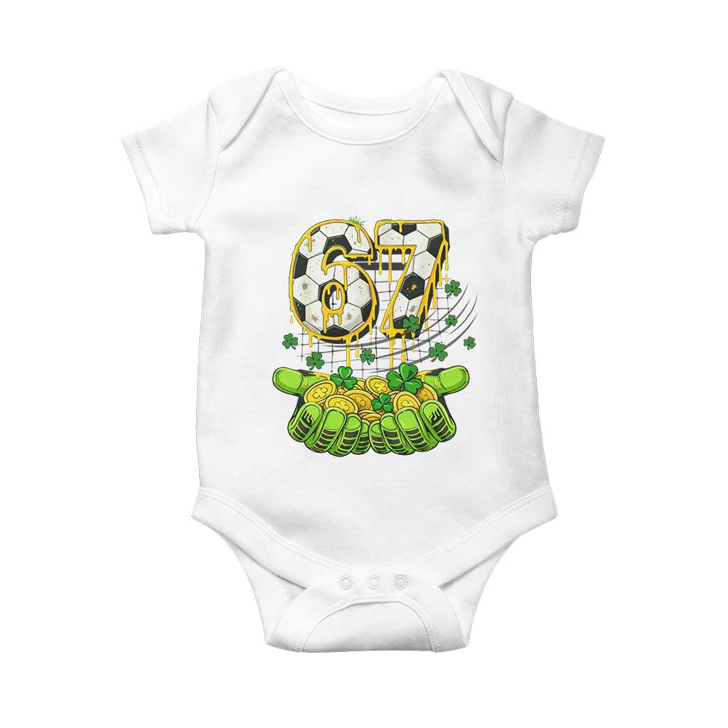 67 Soccer St Patricks Day Baby Onesie Funny Six Seven Gen Alpha Meme Drip TS14 White Print Your Wear
