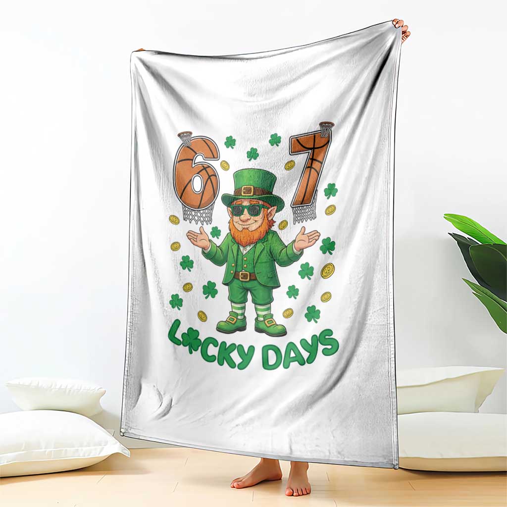 67 Basketball St Patricks Day Throw Blanket Funny Six Seven Leprechaun Meme TS14 Print Your Wear