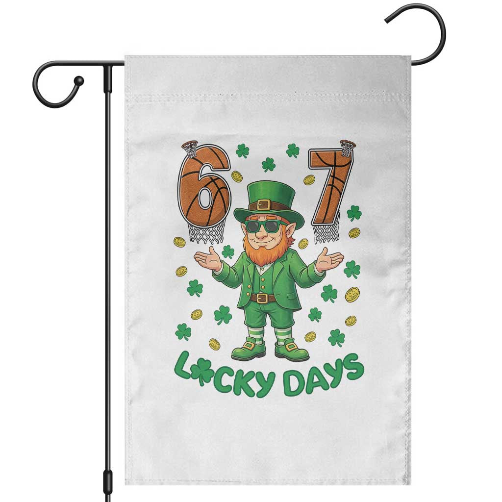 67 Basketball St Patricks Day Garden Flag Funny Six Seven Leprechaun Meme TS14 White Print Your Wear