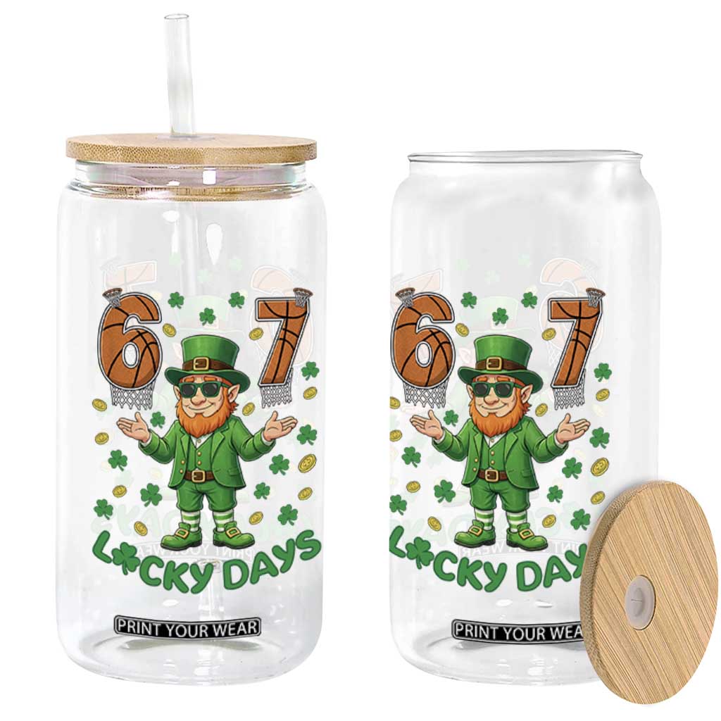 67 Basketball St Patricks Day Glass Can Funny Six Seven Leprechaun Meme TS14 Print Your Wear