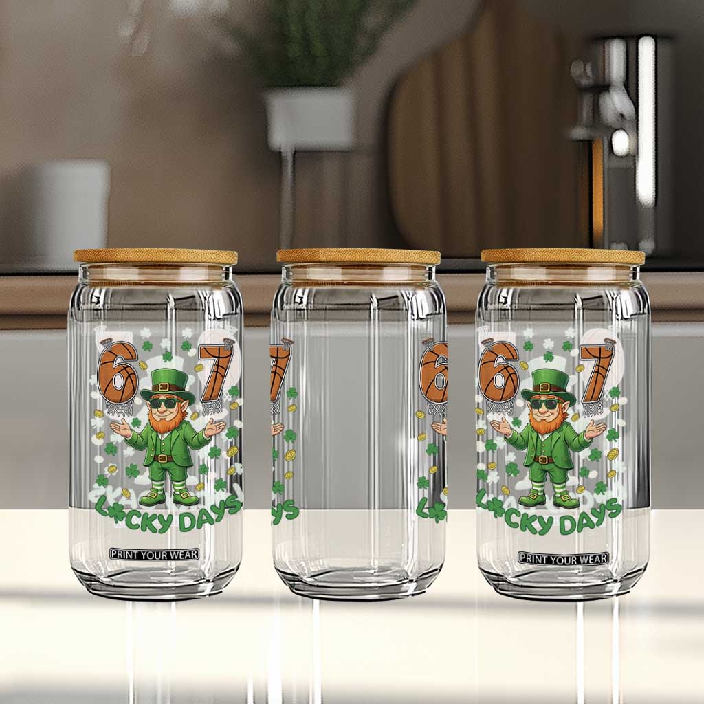 67 Basketball St Patricks Day Glass Can Funny Six Seven Leprechaun Meme TS14 Print Your Wear