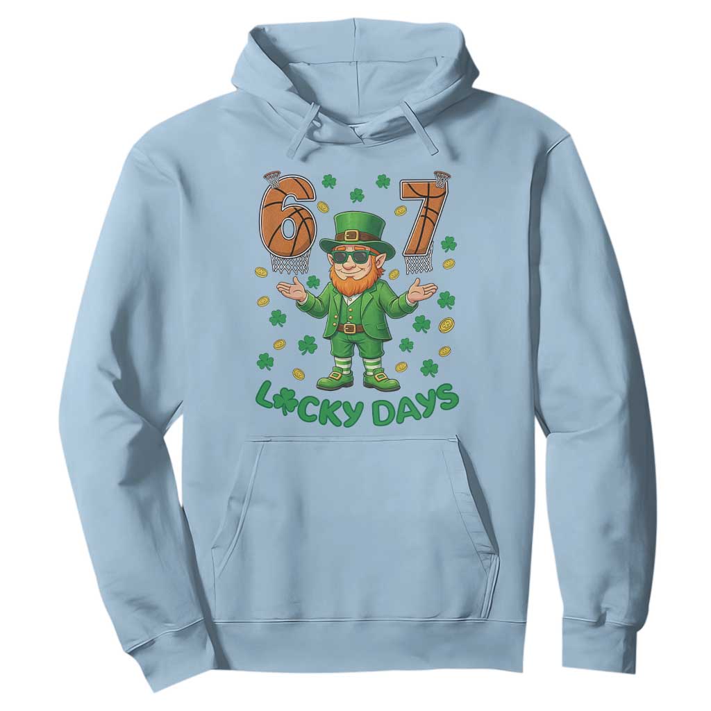 67 Basketball St Patricks Day Hoodie Funny Six Seven Leprechaun Meme TS14 Light Blue Print Your Wear