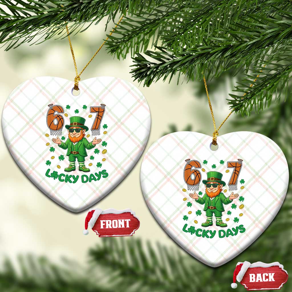 67 Basketball St Patricks Day Ceramic Ornament Funny Six Seven Leprechaun Meme TS14 Print Your Wear