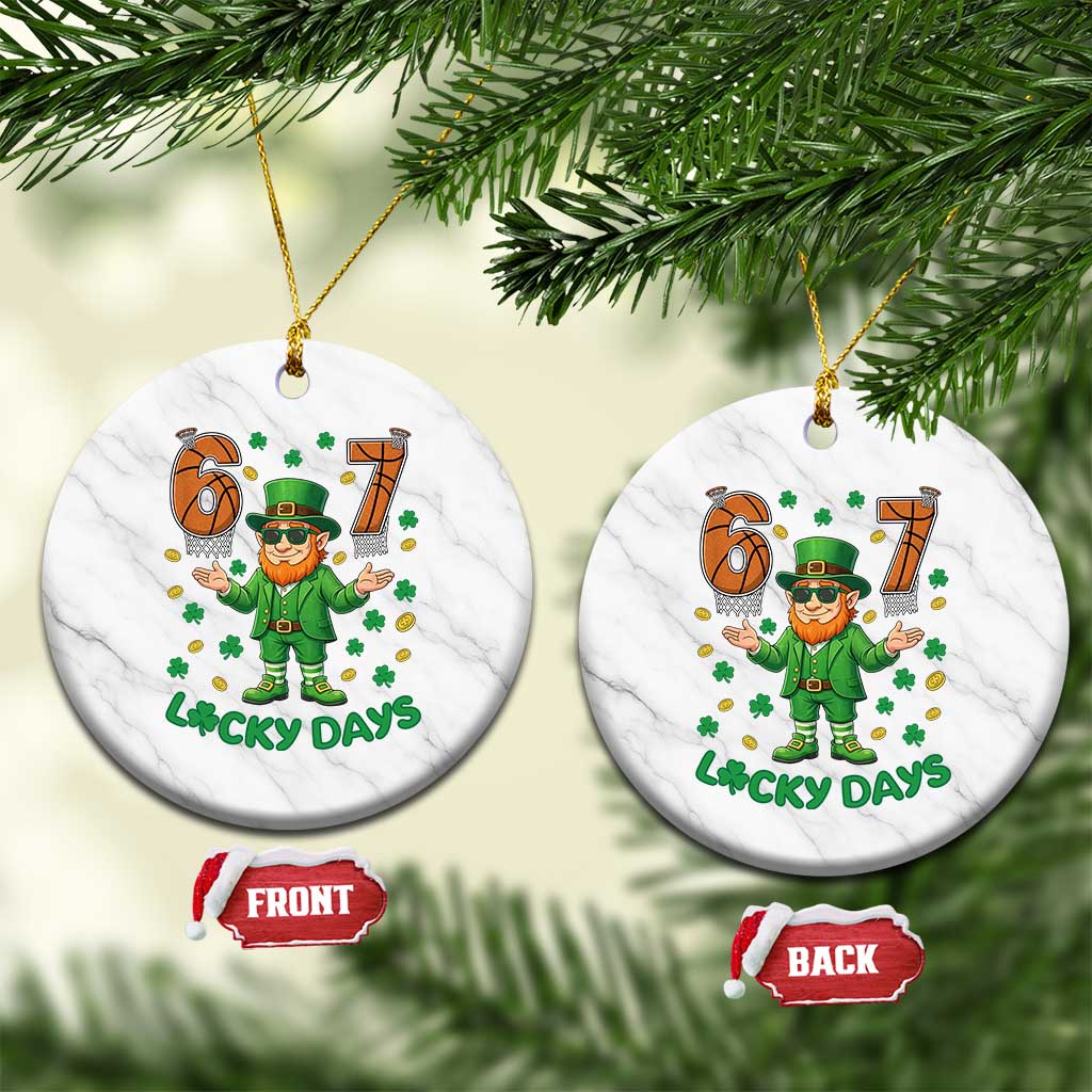 67 Basketball St Patricks Day Ceramic Ornament Funny Six Seven Leprechaun Meme TS14 1pc White Marble Print Your Wear