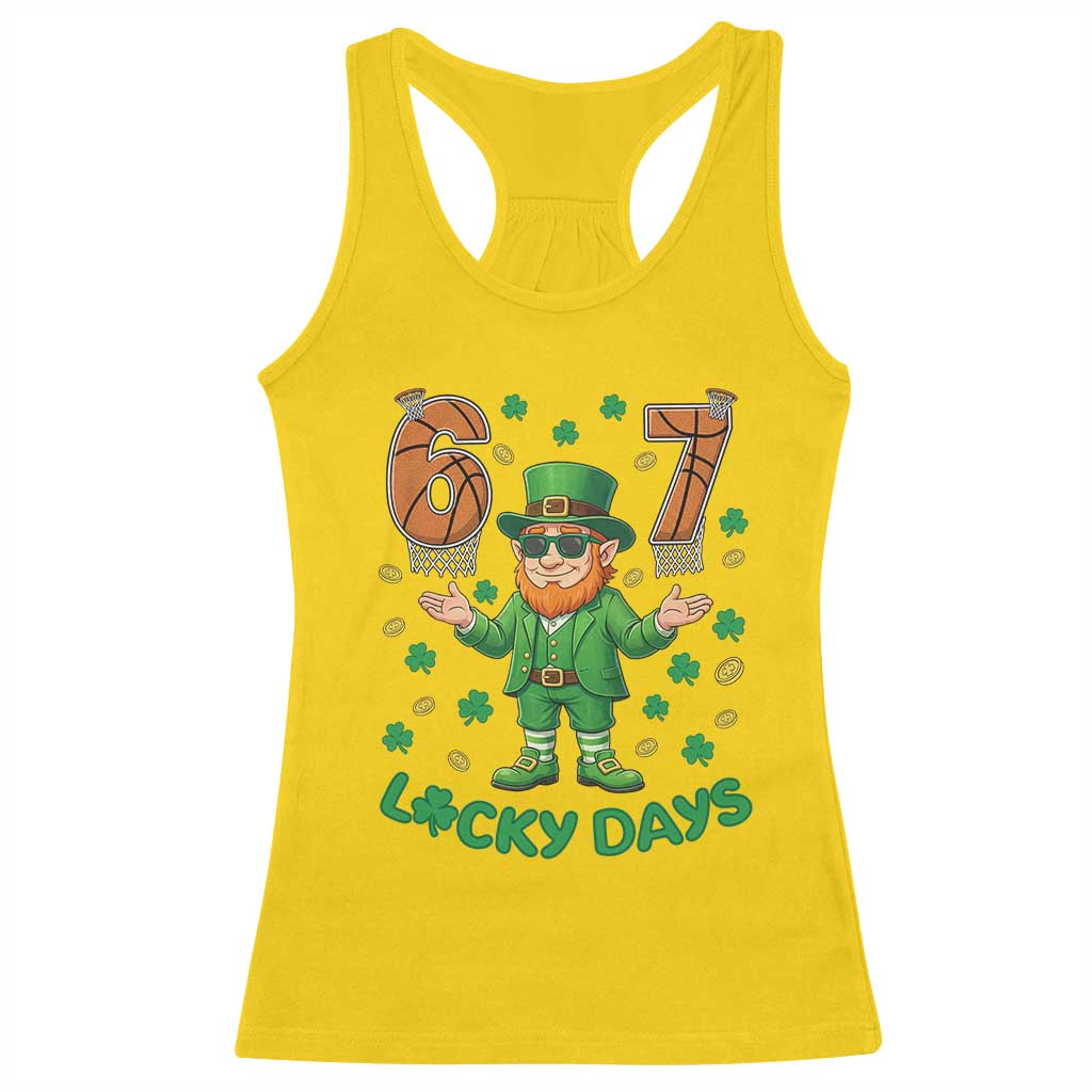 67 Basketball St Patricks Day Racerback Tank Top Funny Six Seven Leprechaun Meme TS14 Daisy Print Your Wear