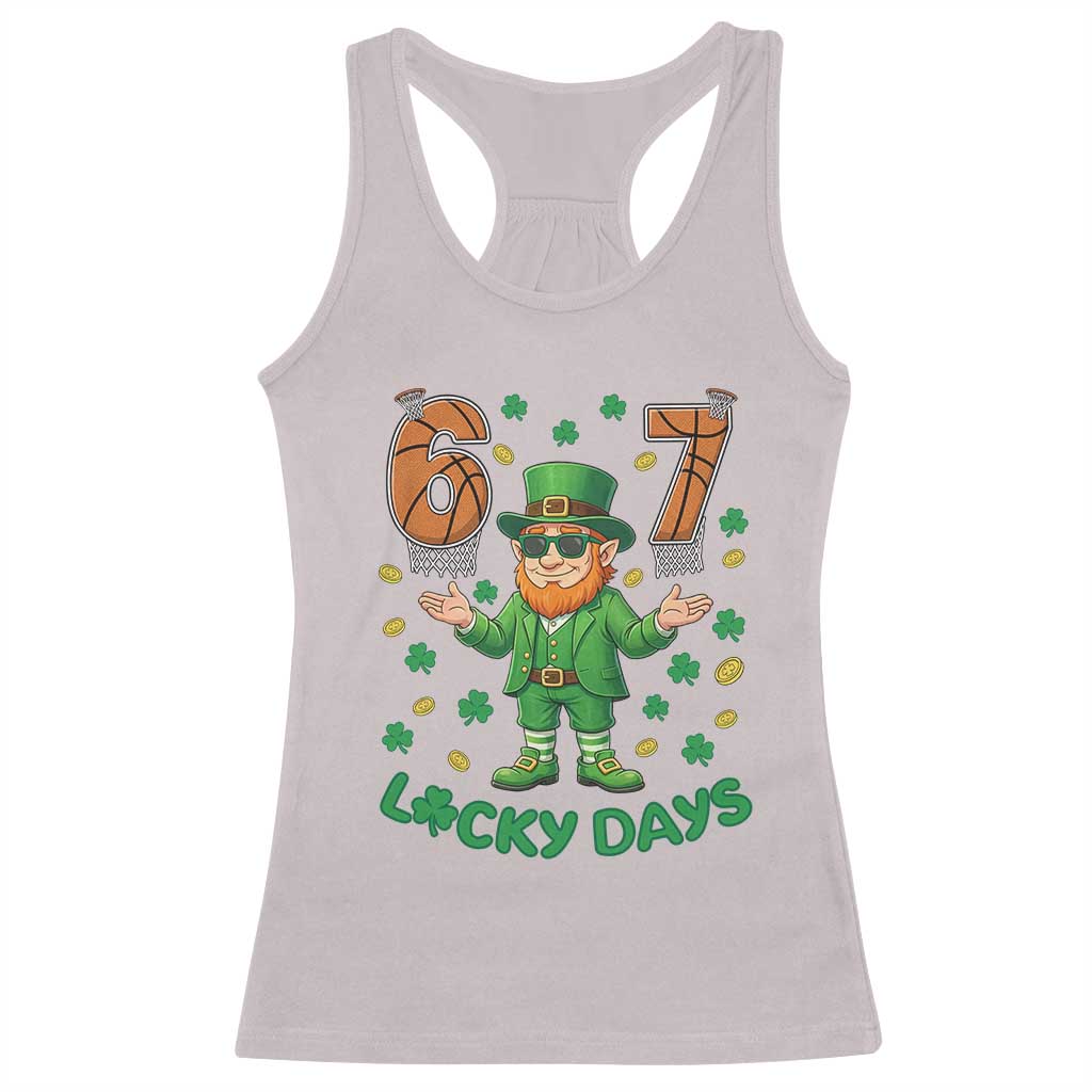 67 Basketball St Patricks Day Racerback Tank Top Funny Six Seven Leprechaun Meme TS14 Ice Gray Print Your Wear