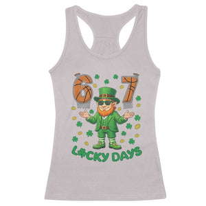 67 Basketball St Patricks Day Racerback Tank Top Funny Six Seven Leprechaun Meme TS14 Ice Gray Print Your Wear