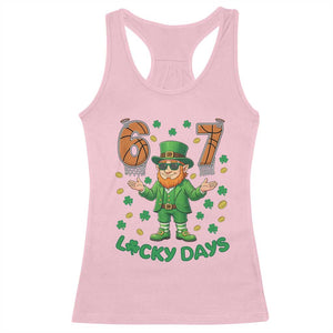 67 Basketball St Patricks Day Racerback Tank Top Funny Six Seven Leprechaun Meme TS14 Light Pink Print Your Wear