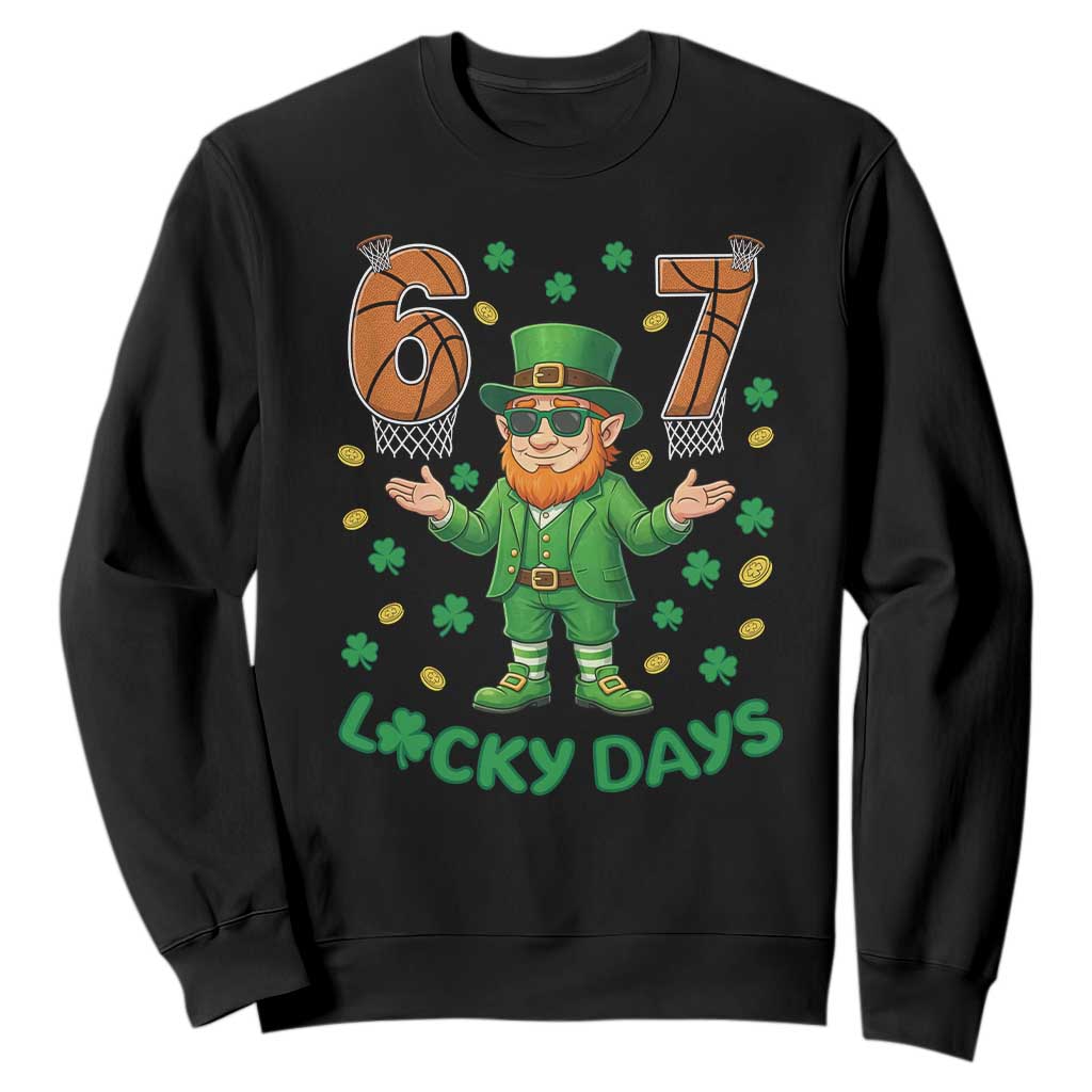 67 Basketball St Patricks Day Sweatshirt Funny Six Seven Leprechaun Meme TS14 Black Print Your Wear