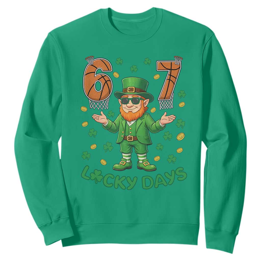 67 Basketball St Patricks Day Sweatshirt Funny Six Seven Leprechaun Meme TS14 Irish Green Print Your Wear