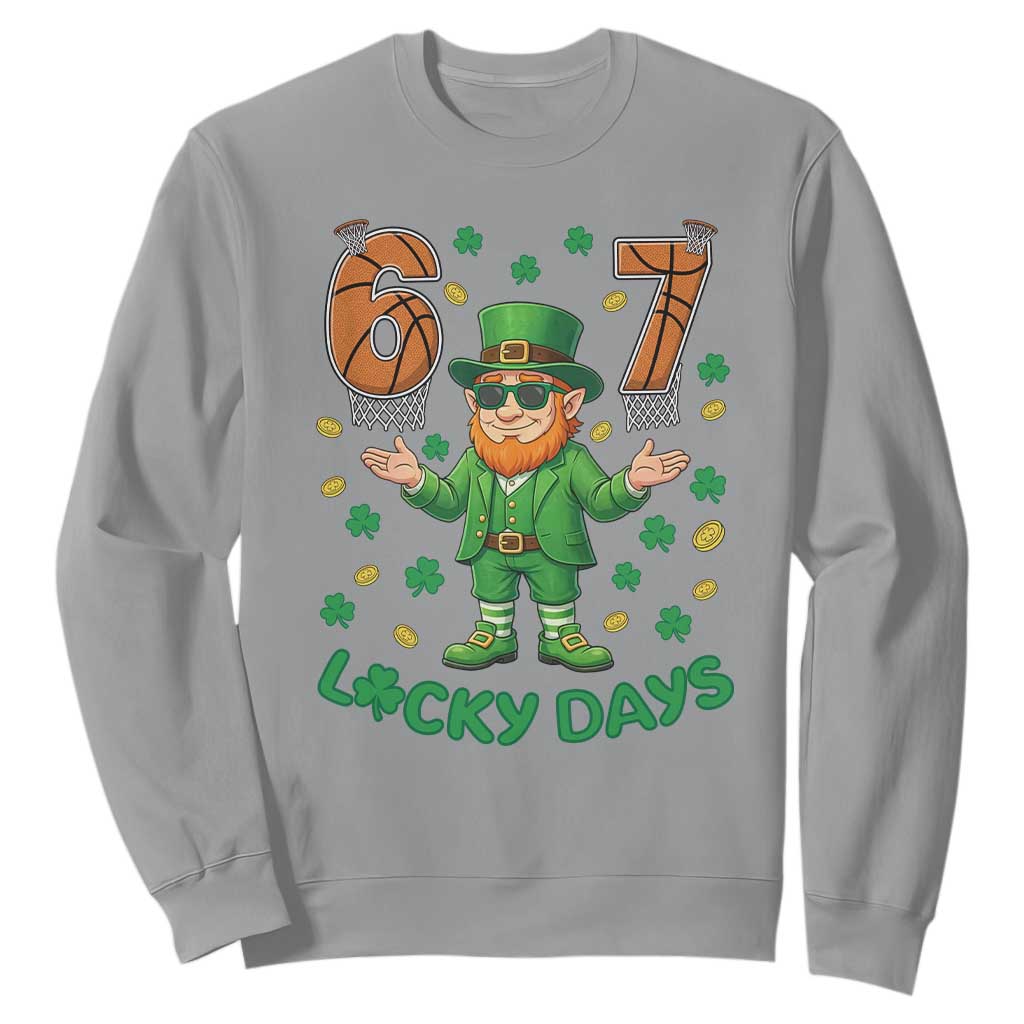 67 Basketball St Patricks Day Sweatshirt Funny Six Seven Leprechaun Meme TS14 Sport Gray Print Your Wear