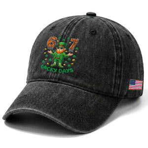 67 Basketball St Patricks Day Washed Cotton Baseball Cap Funny Six Seven Leprechaun Meme TS14 Print Your Wear