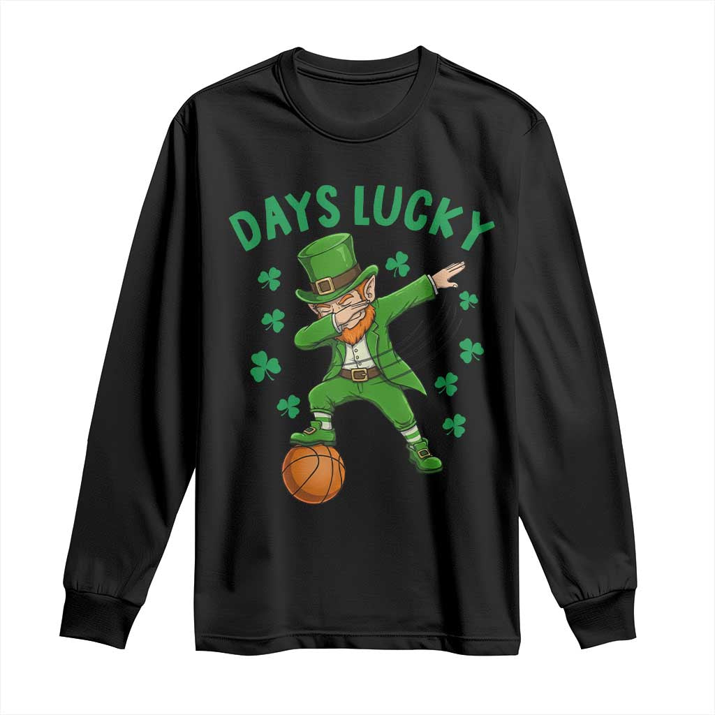 Funny Dabbing Leprechaun St Patricks Day Long Sleeve Shirt Days Lucky TS14 Black Print Your Wear