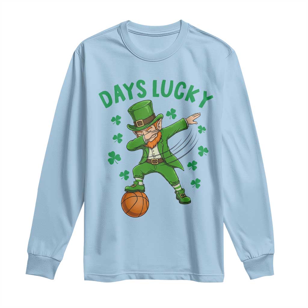 Funny Dabbing Leprechaun St Patricks Day Long Sleeve Shirt Days Lucky TS14 Light Blue Print Your Wear