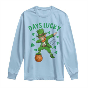 Funny Dabbing Leprechaun St Patricks Day Long Sleeve Shirt Days Lucky TS14 Light Blue Print Your Wear
