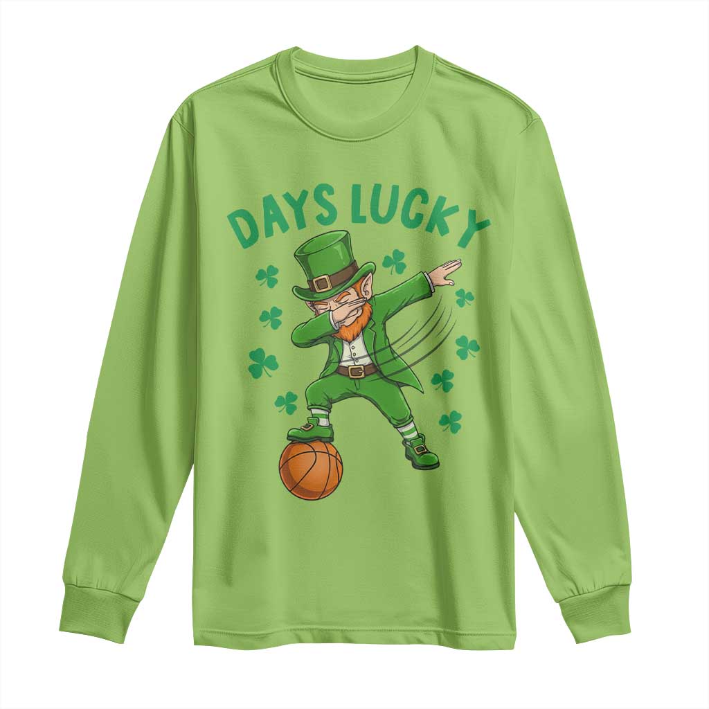 Funny Dabbing Leprechaun St Patricks Day Long Sleeve Shirt Days Lucky TS14 Lime Print Your Wear
