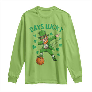 Funny Dabbing Leprechaun St Patricks Day Long Sleeve Shirt Days Lucky TS14 Lime Print Your Wear