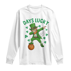 Funny Dabbing Leprechaun St Patricks Day Long Sleeve Shirt Days Lucky TS14 White Print Your Wear