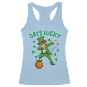 Funny Dabbing Leprechaun St Patricks Day Racerback Tank Top Days Lucky TS14 Light Blue Print Your Wear