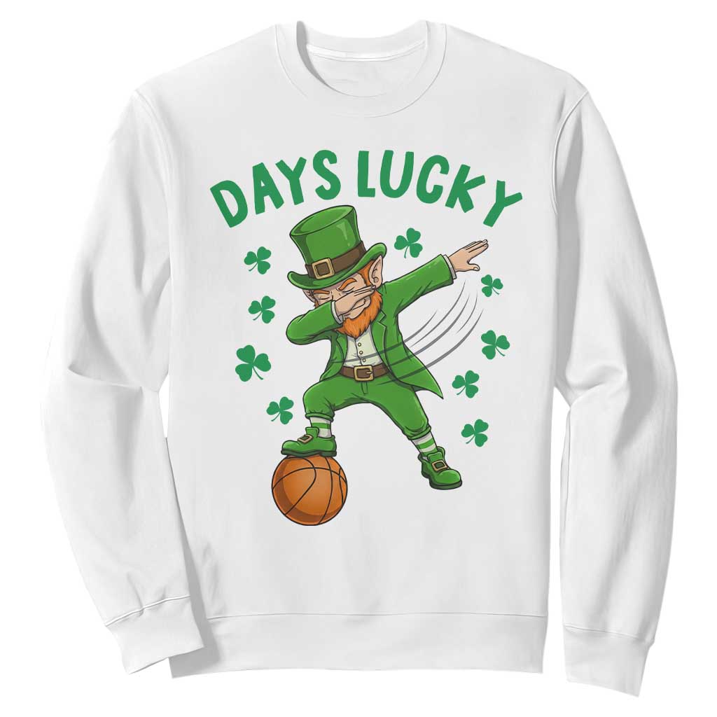 Funny Dabbing Leprechaun St Patricks Day Sweatshirt Days Lucky TS14 White Print Your Wear