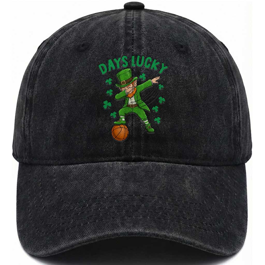 Funny Dabbing Leprechaun St Patricks Day Washed Cotton Baseball Cap Days Lucky TS14 Washed Cap Universal Fit Black Print Your Wear