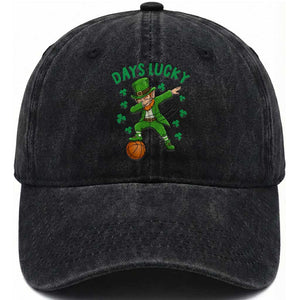 Funny Dabbing Leprechaun St Patricks Day Washed Cotton Baseball Cap Days Lucky TS14 Washed Cap Universal Fit Black Print Your Wear