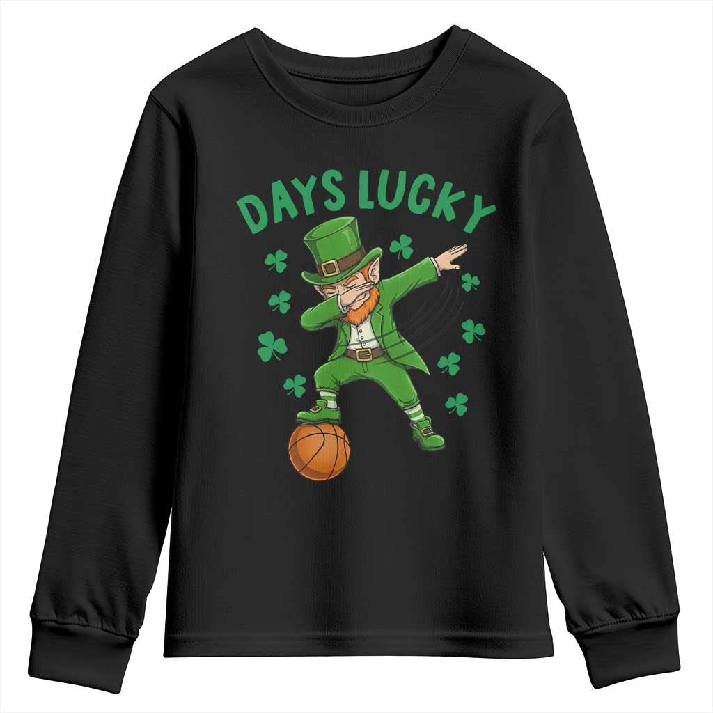 Funny Dabbing Leprechaun St Patricks Day Youth Sweatshirt Days Lucky TS14 Black Print Your Wear