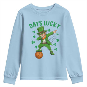 Funny Dabbing Leprechaun St Patricks Day Youth Sweatshirt Days Lucky TS14 Light Blue Print Your Wear