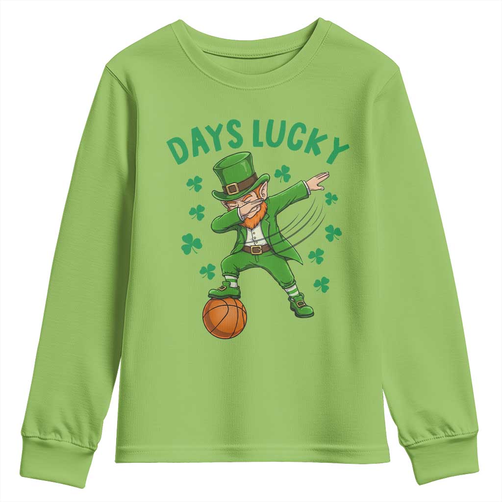 Funny Dabbing Leprechaun St Patricks Day Youth Sweatshirt Days Lucky TS14 Lime Print Your Wear