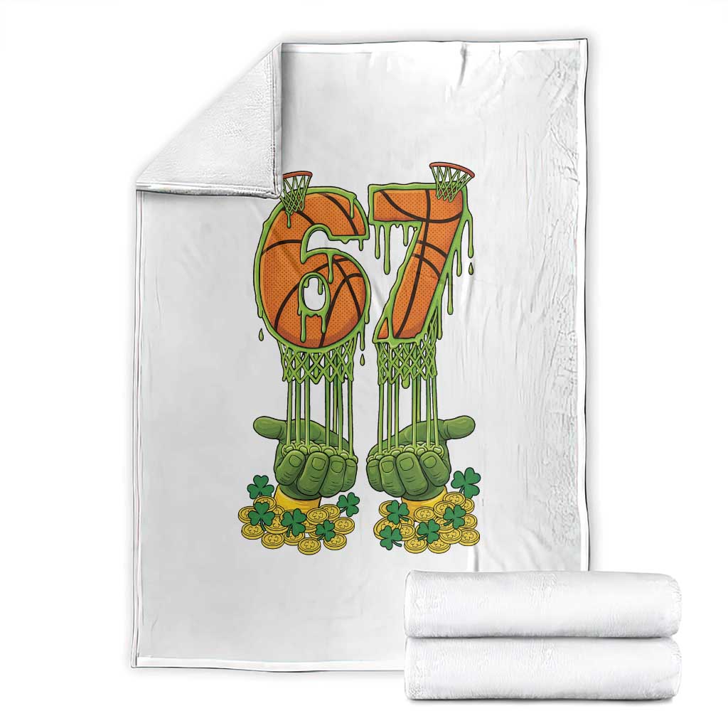 67 Basketball St Patricks Day Throw Blanket Funny Six Seven Gen Alpha Meme Drip TS14 White Print Your Wear