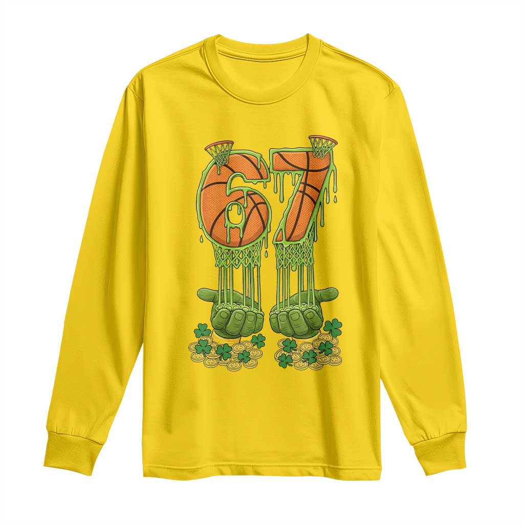 67 Basketball St Patricks Day Long Sleeve Shirt Funny Six Seven Gen Alpha Meme Drip TS14 Daisy Print Your Wear