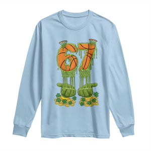 67 Basketball St Patricks Day Long Sleeve Shirt Funny Six Seven Gen Alpha Meme Drip TS14 Light Blue Print Your Wear