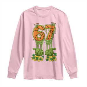 67 Basketball St Patricks Day Long Sleeve Shirt Funny Six Seven Gen Alpha Meme Drip TS14 Light Pink Print Your Wear