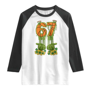 67 Basketball St Patricks Day Raglan Shirt Funny Six Seven Gen Alpha Meme Drip TS14 White Black Print Your Wear