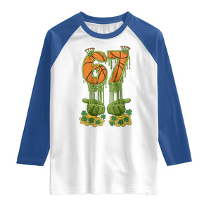 67 Basketball St Patricks Day Raglan Shirt Funny Six Seven Gen Alpha Meme Drip TS14 White Royal Print Your Wear