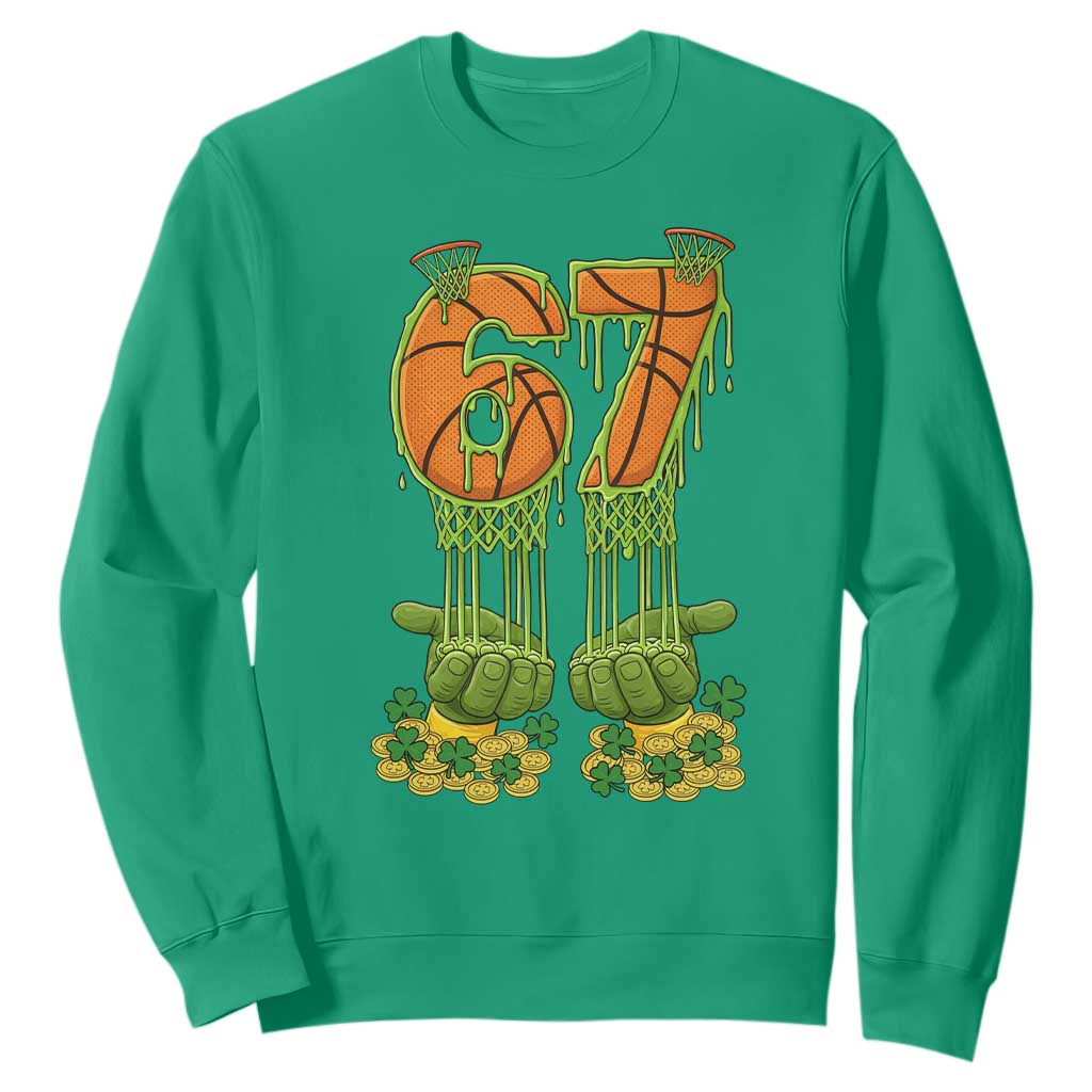 67 Basketball St Patricks Day Sweatshirt Funny Six Seven Gen Alpha Meme Drip TS14 Irish Green Print Your Wear
