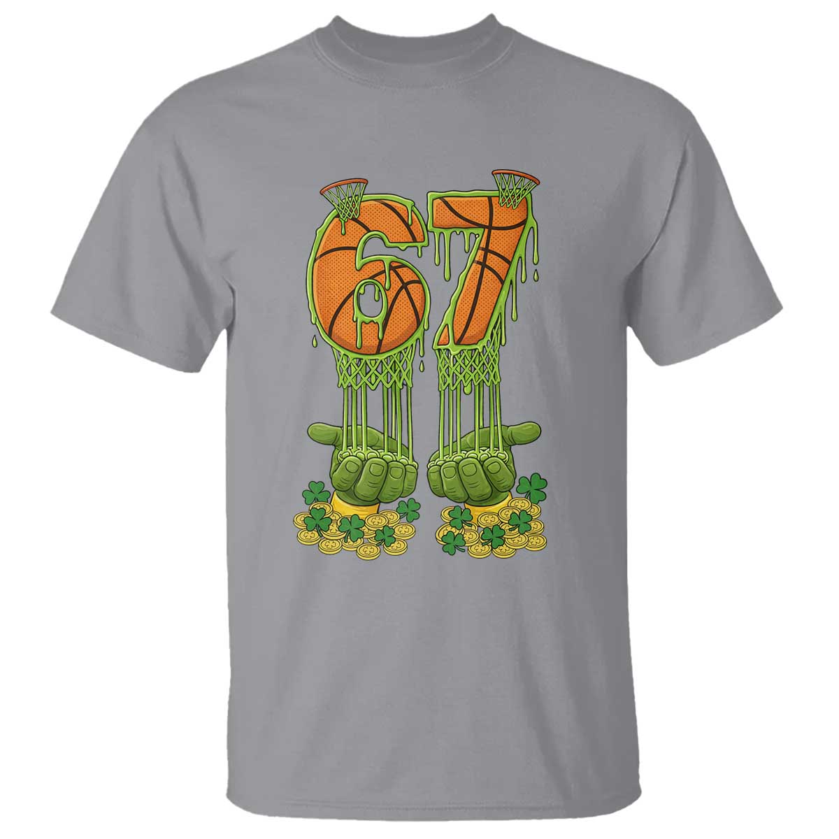67 Basketball St Patricks Day T Shirt Funny Six Seven Gen Alpha Meme Drip TS14 Sport Gray Print Your Wear