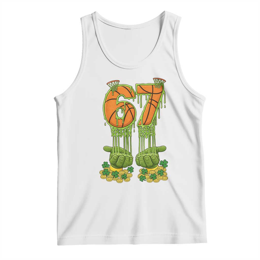 67 Basketball St Patricks Day Tank Top Funny Six Seven Gen Alpha Meme Drip TS14 White Print Your Wear