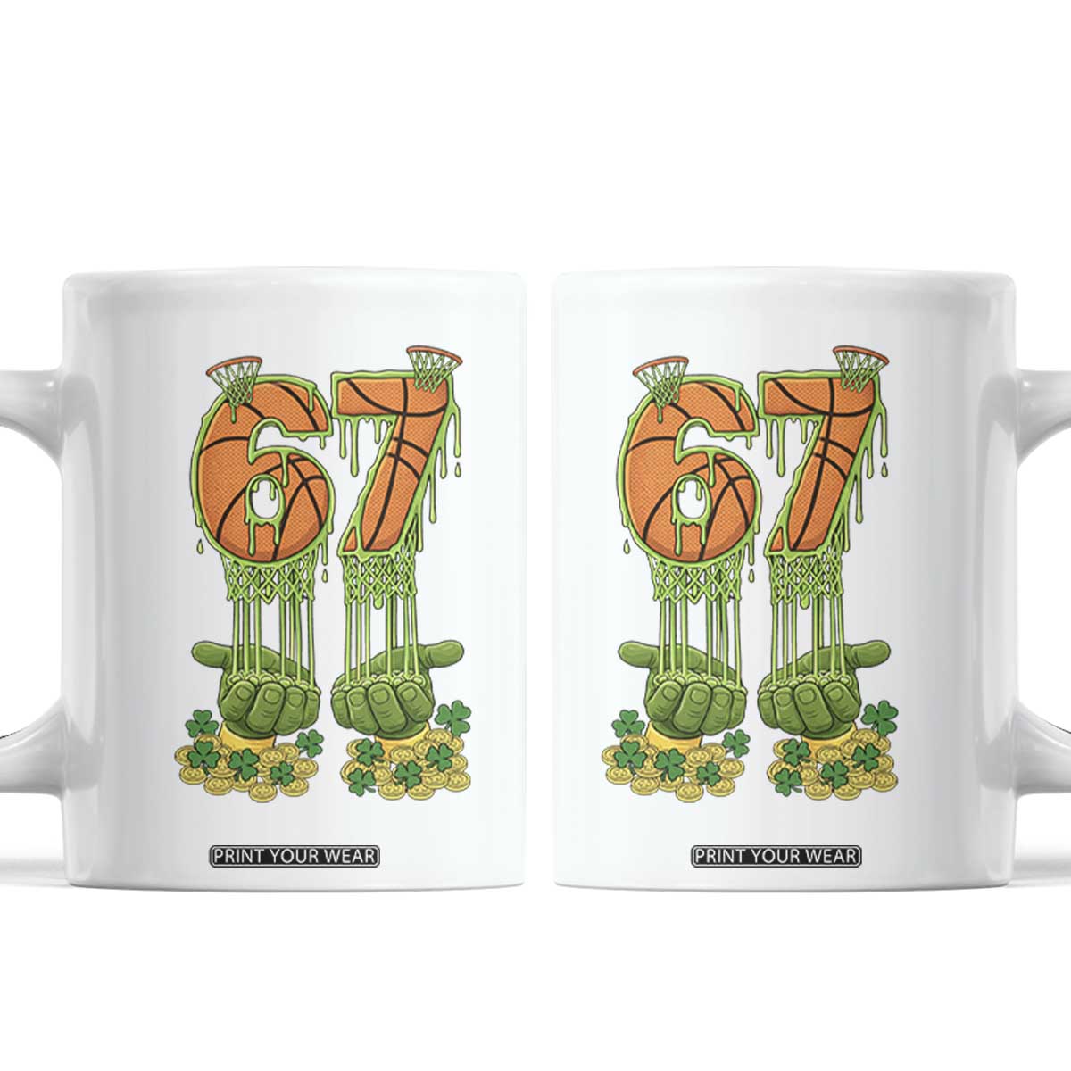 67 Basketball St Patricks Day Coffee Mug Funny Six Seven Gen Alpha Meme Drip TS14 White Print Your Wear