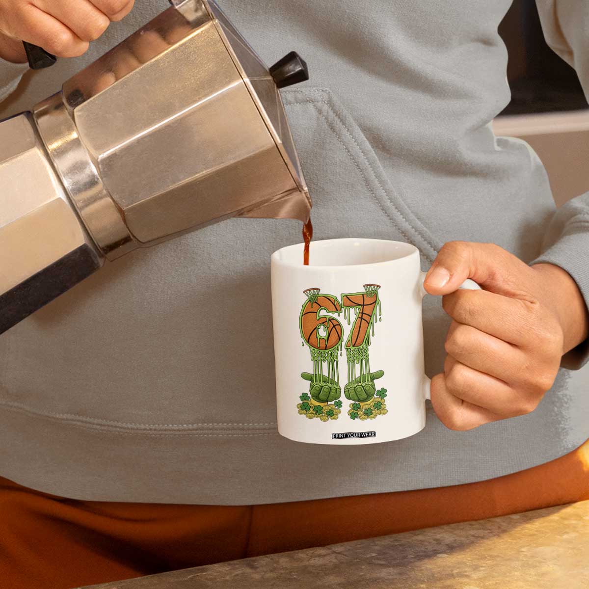 67 Basketball St Patricks Day Coffee Mug Funny Six Seven Gen Alpha Meme Drip TS14 Print Your Wear