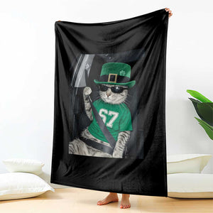 67 Cat St Patricks Day Throw Blanket Funny Cat Driver Leprechaun Meme TS14 Print Your Wear