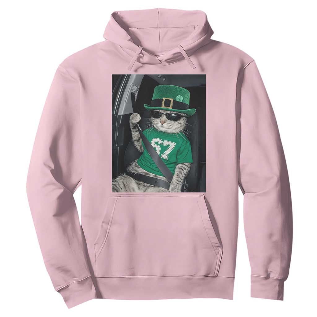 67 Cat St Patricks Day Hoodie Funny Cat Driver Leprechaun Meme TS14 Light Pink Print Your Wear