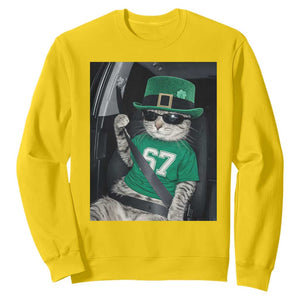 67 Cat St Patricks Day Sweatshirt Funny Cat Driver Leprechaun Meme TS14 Daisy Print Your Wear