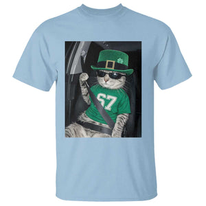 67 Cat St Patricks Day T Shirt Funny Cat Driver Leprechaun Meme TS14 Light Blue Print Your Wear