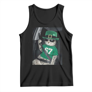 67 Cat St Patricks Day Tank Top Funny Cat Driver Leprechaun Meme TS14 Black Print Your Wear