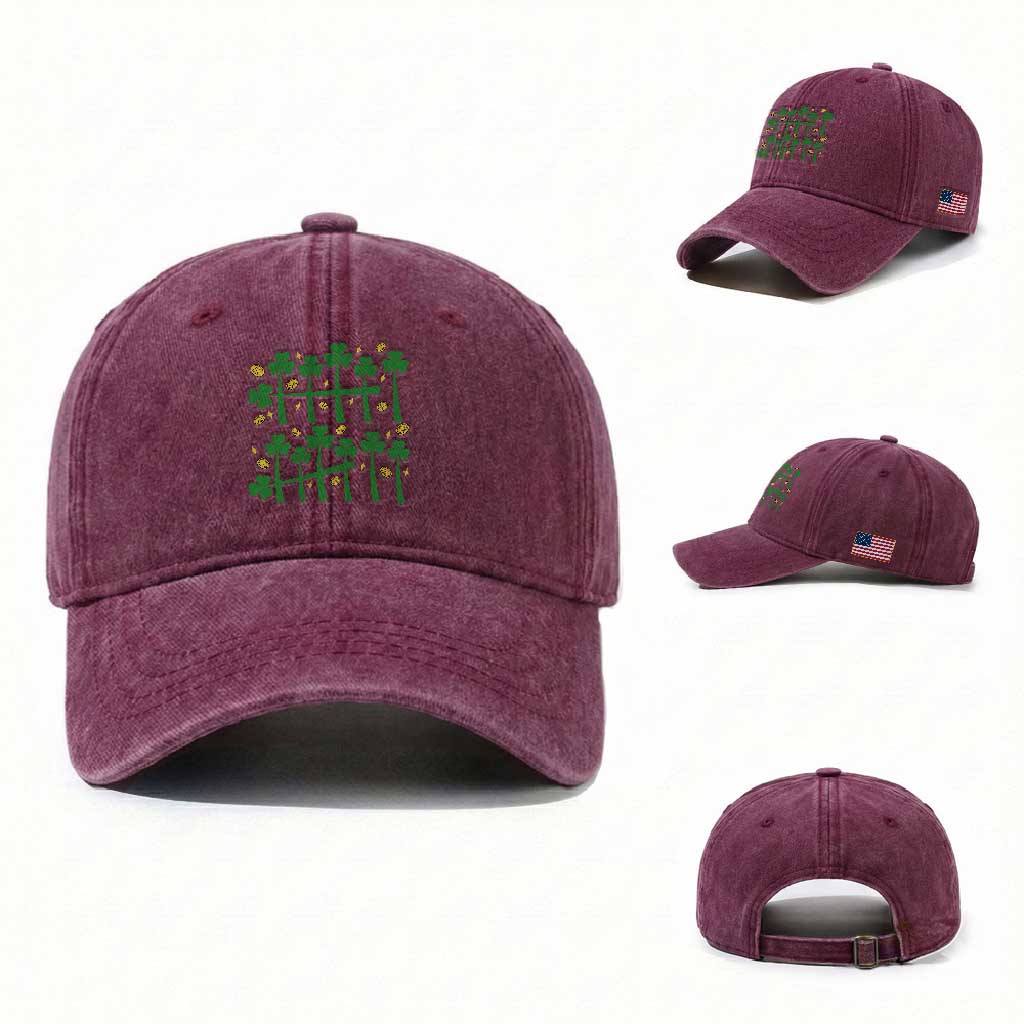 67 St Patricks Day Washed Cotton Baseball Cap Funny Six Seven Gen Alpha Meme TS14 Washed Cap Universal Fit Burgundy Print Your Wear