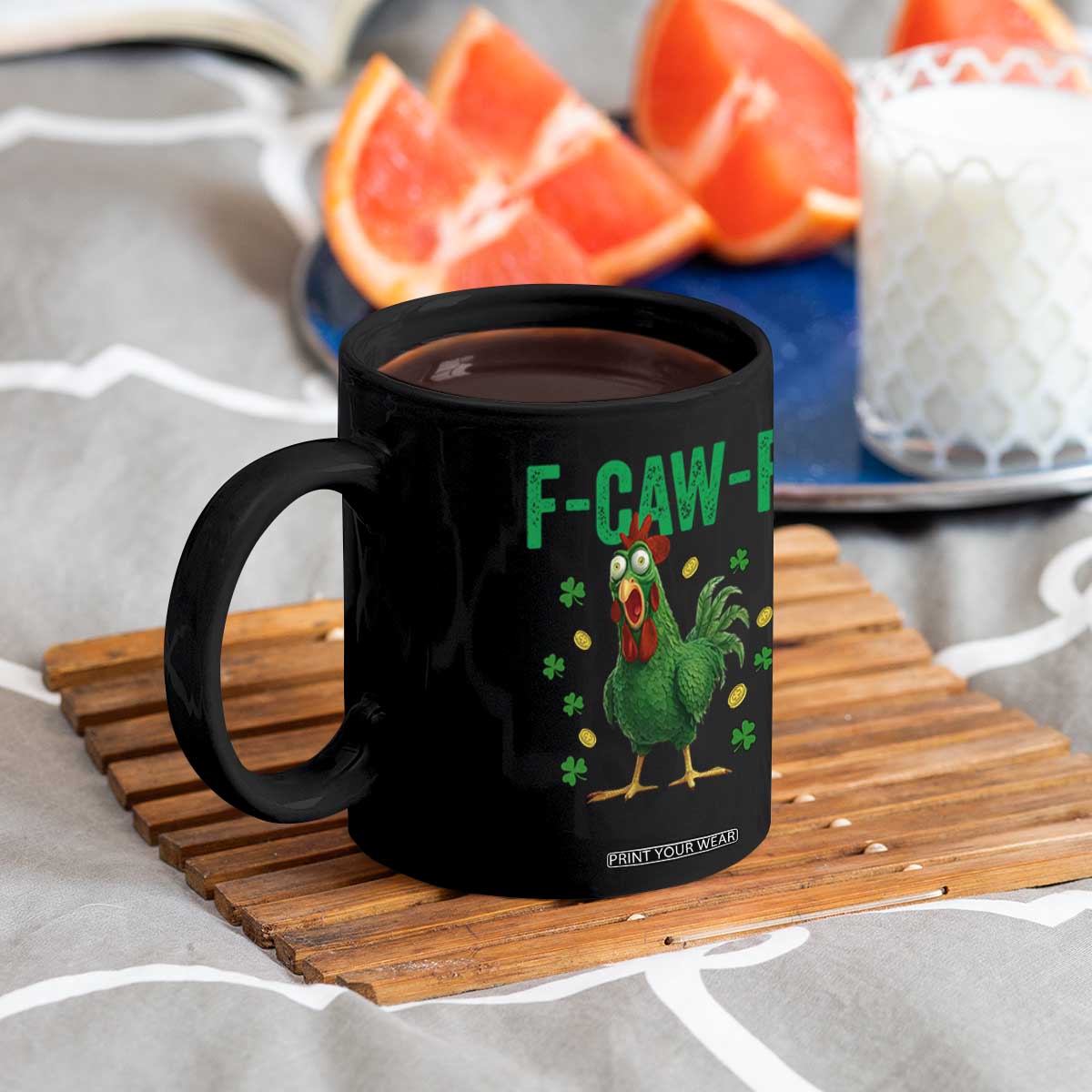 Funny St Patrick Day Coffee Mug F-Caw-F Lucky Chicken Meme TS14 Print Your Wear