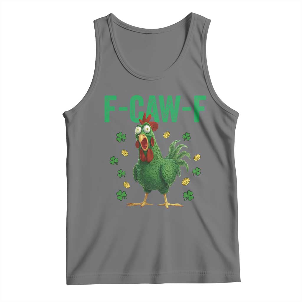 Funny St Patrick Day Tank Top F-Caw-F Lucky Chicken Meme TS14 Black Heather Print Your Wear